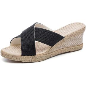 Women's Espadrille Wedge Sandals Slide On Cross Strap Platform Sandal