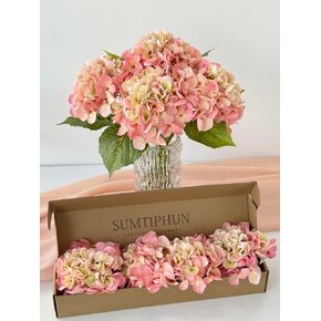 4Pcs Real Touch Hydrangeas Gradient Blue Artificial Hydrangeas Flowers Real-Looking Faux Latex Hydrangea for Kitchen Living Room Porch Home Decor Baby Shower Party Wedding Table Centerpiece