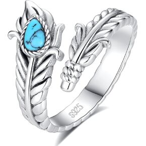 Retro Wing Open Finger Ring 925 Sterling Silver Antique Feather Wrap Band Eternity Stacking Rings Jewelry Gifts for Women