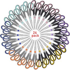 Scissors for Office School Supplies, Hnncugty 8" Scissors All Purpose Bulk Set of 6-Pack, Sharp Shears for Student Teacher Home Craft Sewing Fabric, Desk Accessories Comfort Grip, Right/Left Handed