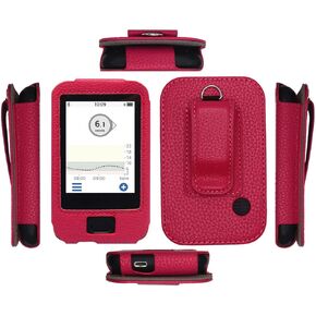 Premium Fitted Leather Case with Screen Protector, Belt Clip,Carabiner (Including a Neck Lanyard) for Dexcom G6 Mobile CGM Receiver (Black/Lady Bug)