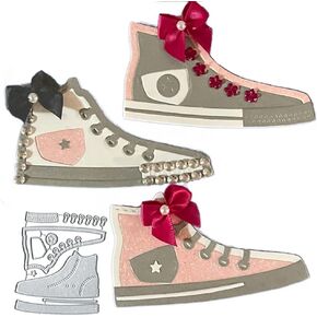 Sneakers Decor Metal Dies Cutting Die Cuts, Sneakers Decor Embossing Stencils DIY Crafts Cards Cutting Dies Cuts for DIY Embossing Card Making Photo Decorative Paper Dies Scrapbooking
