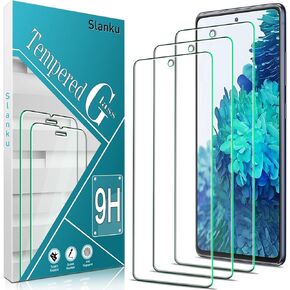 Slanku [3 Pack] Screen Protector for Samsung Galaxy S20 FE, S20 FE 5G Tempered Glass, Support Fingerprint Reader, No-Bubbles, Anti-Scratch, Easy to install