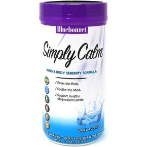 Bluebonnet Nutrition Simply Calm Powder, for Calm*, Muscle Cramps*, Stress Relief*, Soy-Free, Gluten-Free, Non-GMO, Kosher Certified, Dairy-Free, Vegan, 82 Servings, Cherry Flavor, 16 Oz