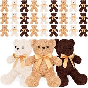 Yinder 30 Pieces Plush Bears Bulk 12 Inch Stuffed Animals with Bow Tie Easter Gift Toys Small Bear for Wedding Anniversary Graduation Birthday Party Favor Gifts(Cute Style)