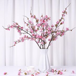 3 Pcs Cherry Blossom Branches 39.4" White Artificial Cherry Blossom Flowers Silk Cherry Blossoms Faux Real Touch Artificial Flowers for Vase Flower Arrangement Home Wedding Outdoor Decor