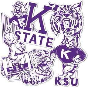 Desert Cactus Kansas State University Stickers Wildcats K-State Vinyl Decals Laptop Water Bottle Car Scrapbook T2 (Type 2 Vintage)