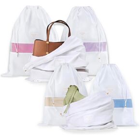 Hayden Hill Luxury Organic Cotton Dust Bags For Handbags - 6 Pack (3 Large, 3 Medium) Drawstring Bags - Handbag Purse and Shoe Bags for Storage and Travel | 6 Pack - Certified Carbon Neutral