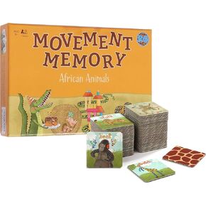 Movement Memory Game for Toddlers 2-4 Years – Educational Matching Game w/ African Animals - Memory Card Game with 28 Sets - Memorize and Match - Exercise & Improve Memory, Focus & concentration