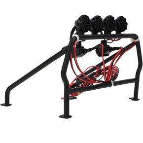 RC Car Roll Cage, Metal Roll Cage Highly Simulation with 6 LED Light Replacement Accessory Fit for SCX10 1/10 Axial 4WD RC Car