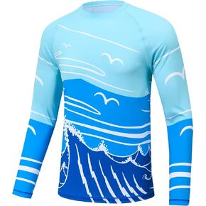Satankud Men's UPF50+ Rash Guard Swim Shirts Short/Long Sleeve Sun Protection Hawaiian Shirt Beach Water Swimwear Loose Fit