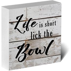 Funny Kitchen Sign Country Kitchen Decor Rustic Desk Decor Wood Box Sign Kitchen Table Decor Farmhouse Decor Kitchen Countertop Decor for Home Shelf Kitchen Cabinet Tiered Tray Fireplace Mantel