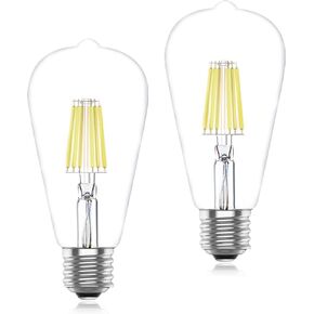 Vintage LED Light Bulbs,E26 Edison Filament,6W,60 Watts Equivalent,Soft White 2700K,2 Packs in Kuwait
