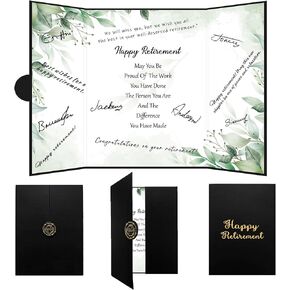 Holkcog Retirement Decorations Watercolor Leaf Retirement Signature Book Best Green Retirement Gift for Woman, Coworkers Friends Retirement Cards Retire Party Decor Guestbooks Supplies Goodbye Cards