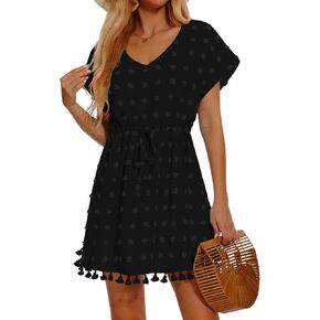 Women Swimsuit Coverup Swiss Dot Bathing Suit Cover Ups for Swimwear Beach Bikini Dress in Saudi Arabia
