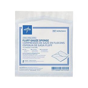 Medline Sterile Bulkee II Extra Absorbent Super Fluff Sponges, 4" x 4", Ideal for Wound Care, in Packs of 2