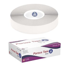 Dynarex Porous Tape - Adhesive Medical Tape for Wound Care - Non-Sterile, Easy to Tear, No Natural Rubber Latex - White, 0.5" x 10 Yards Per Roll, 1 Box, 24 Rolls