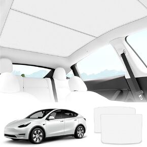 2024 Upgraded Sunshade Roof for Tesla Highland Model 3 Visor Sunroof Sun Shade UV Reflector Reflective Covers Split No-sag Design,Interior Accessories for Tesla Model 3,High Density Nano-Crystal