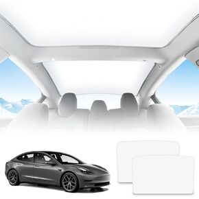 2024 Upgraded Sunshade Roof for Tesla Highland Model 3 Visor Sunroof Sun Shade UV Reflector Reflective Covers Split No-sag Design,Interior Accessories for Tesla Model 3,High Density Nano-Crystal