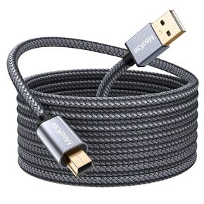 كابل USB صغير بطول 20 قدم/6 متر، كابل USB 2.0 محمول من النوع A إلى Mini B عالي السرعة لشحن البيانات متوافق مع Hero HD، والهواتف المحمولة، ومشغلات MP3، وكاميرات Dash Cam، والكاميرات الرقمية، وكاميرات Dash Cam