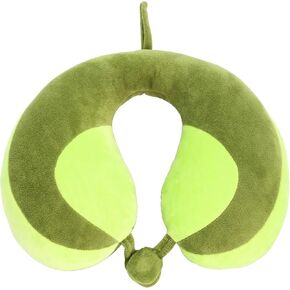 Kids Travel Pillow for Car Seat, Neck Chin Support for Resting Comfortably Supports Head 100% Pure PP Cotton Inserted into Plush Pillowcase, Travel Accessories for Airplane, Car (Green+Yellow) in Kuwait