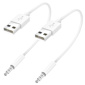 كابل USB iPod Shuffle، حزمة واحدة مقبس 3.5 مم/قابس إلى USB كابل نقل البيانات لمزامنة شاحن الطاقة USB لجهاز iPod Shuffle 3rd 4th 5th MP3/MP4