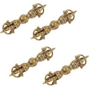 4Pcs Pure Brass Six-Character Mantra Vajra One-Word Drop Magic Pestle Vajra Prong Esoteric Body Protection Device for Men and Women Creative Retro Key Chain Pendant