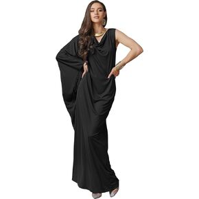 KOH KOH Womens Long Cowl Neck Flowy Grecian Goddess Single Sleeve Maxi Dress