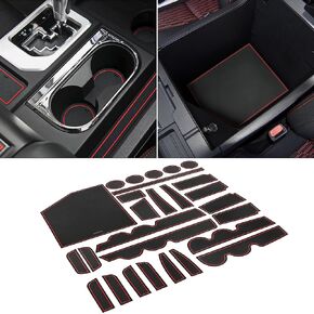 SENSHINE Custom Liners for Toyota Tundra Accessories 2014-2020 2021 Cup Holder Inserts, Center Console Liner Mats, Door Pocket Liners 27Pcs (Bucket Seat, Black Trim)