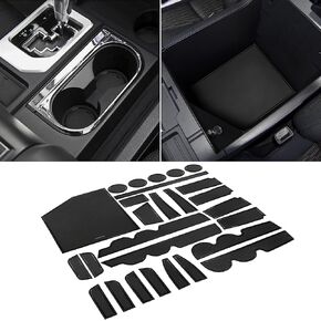 SENSHINE Custom Liners for Toyota Tundra Accessories 2014-2020 2021 Cup Holder Inserts, Center Console Liner Mats, Door Pocket Liners 27Pcs (Bucket Seat, Black Trim)