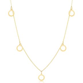 قلادة من الذهب الخالص عيار 14 قيراط للنساء | قلادة الدوائر من الذهب الحقيقي عيار 14 قيراط | القلائد الدائرية | مجوهرات دائرية أنيقة للنساء | هدية لعيد الميلاد والذكرى السنوية، 18 بوصة in Kuwait