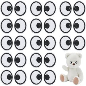 BENECREAT 15 Pairs Black and Blue Eyes Patch, Polyester Embroidery Cloth Iron on Patches, Cartoon Eyes Costume Accessories for Jackets Clothes DIY Accessories