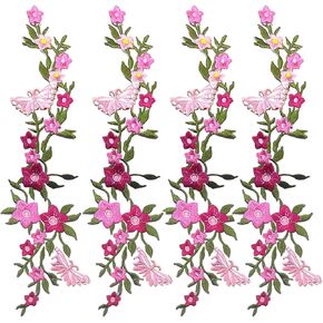 zeng Decorative Patches, Iron on/Sew on Patches, Butterfly Flower Embroidered Patches for DIY Clothing, Jackets, Jeans, Backpacks, Hats, Arts Craft Sew Making (Butterfly/Flower-4)