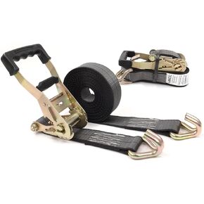 US Cargo Control Blackline Heavy-Duty 2 Inch Ratchet Straps with Wire Hooks, 2 Inch Wide X 18 Foot Long, Black Ratchet Straps, Ratchet Straps with Wire J Hook, Dependable Tiedowns