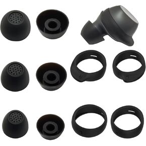 3 Pairs (LMS) Samsung Galaxy Buds FE Ear Tips Silicone Ear Wing Fit in The Case for Galaxy Buds FE Accessories Rubber Earbuds Tips, Black