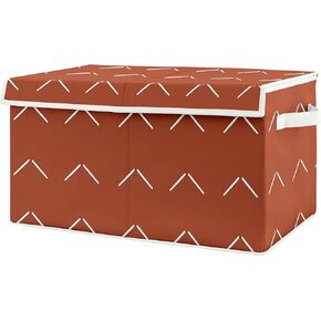 Sweet Jojo Designs Boho Arrow Boy Girl Small Fabric Toy Bin Storage Box Chest Baby Nursery Room - Ivory Burnt Orange Rust Off White Farmhouse Southwest Shabby Chic Bohemian Diamond Tuft Collection