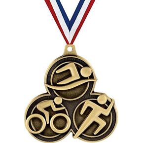 Crown Awards 2.25" Triathlon Medals, Perfect Triathlon Gold Medals to Reward Participants and Winners Prime