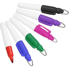 PATIKIL Mini Permanent Markers, 6 Pack Golf Ball Marker Pens with Keychain Clip for Office Meeting Outdoor Activities, 6 Color