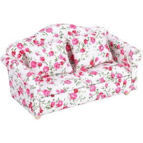 Doll Sofa, Dollhouse, Mini, Dollhouse Sofa for 12 Inch for Dolls for Living Room for 1/12 Scale Doll(Small flower clusters) Doll Houses