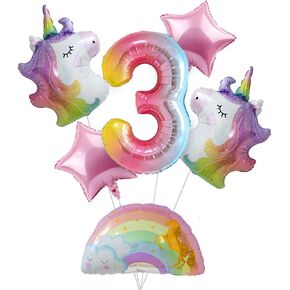 Unicorn Birthday Decorations for Girls 1st Birthday- Bouquet of Unicorn Balloons for Rainbow Unicorn Party Supplies (Number 1)
