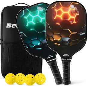 Fiberglass Surface Pickleball Paddles, USAPA Approved Pickleball Paddles Set of 2, Pickleball Set with Pickleball Rackets, 4 Pickleball Balls, Carry Bag, Pickleball Paddle Gifts Bearwill