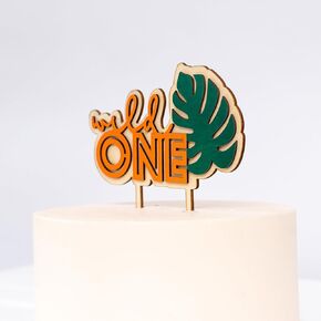 Wild One Cake Topper - Tropical First Birthday Theme Party Jungle Animal Cake Topper,Safari Wild One Birthday Party Smash Cake, 1st Birthday