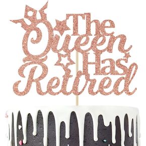 Rose Gold Glitter the Queen Has Retired Cake Topper, Officially Retired Cake Decor, Happy Retirement Party Decorations Supplies for Women in Kuwait