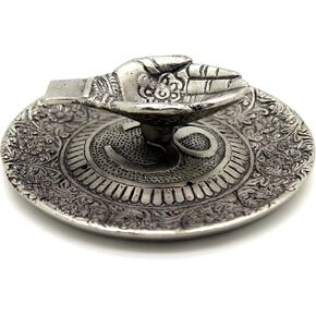 Govinda - Tibetan Incense Burner Offering Hands with OM - 4.5 Inches Diameter X 1.25 Inches High