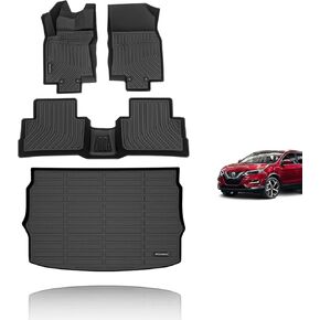 KELCSEECS Floor Mats Custom for Nissan Rogue 2020 2019-2014 (Not Fit Sport Models) All Weather Protection TPE Heavy Duty Automotive Floor Liners Fits Front& 2nd Row Full Set Accessories Black