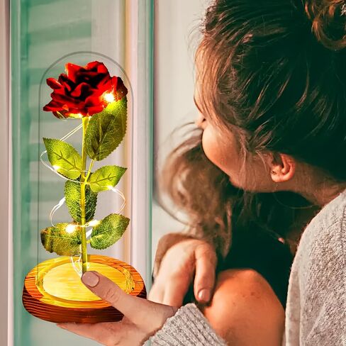 Birthday Gifts for Mother Women Mom Wife Sister Girlfriend,Glass Rose Flower Gifts for Mother, Light Up Rose in Glass Dome Gifts for her, Galaxy Red Rose Flowers in Glass Dome for Wife in Saudi Arabia