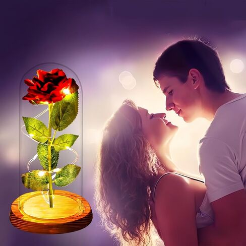 Birthday Gifts for Mother Women Mom Wife Sister Girlfriend,Glass Rose Flower Gifts for Mother, Light Up Rose in Glass Dome Gifts for her, Galaxy Red Rose Flowers in Glass Dome for Wife in Saudi Arabia