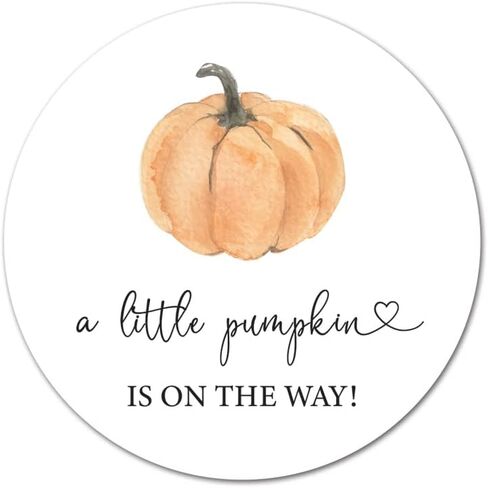 1.5"" Round - A Little Pumpkin is On The Way Baby Shower Stickers - Set of 60 (White Background) in Saudi Arabia