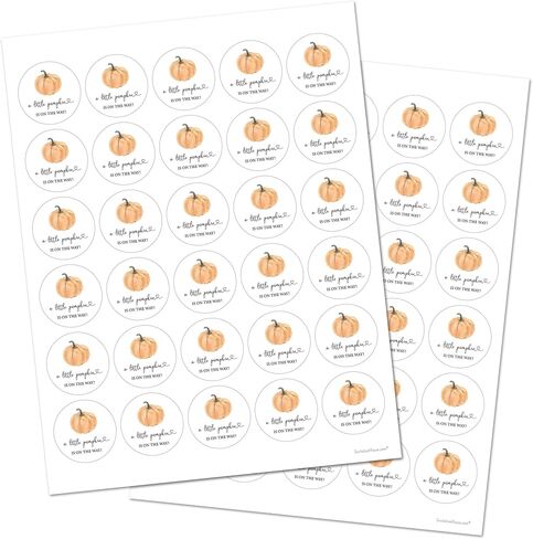 1.5"" Round - A Little Pumpkin is On The Way Baby Shower Stickers - Set of 60 (White Background) in Saudi Arabia