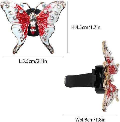 Butterfly Car Accessories,2pcs Cute Red Butterflies Car Air Freshener Vent Clips,Bling Rhinestone Butterfly Car Clips,Car Asset Accessories For Women Girl,Refillable Car Diffusers in Saudi Arabia
